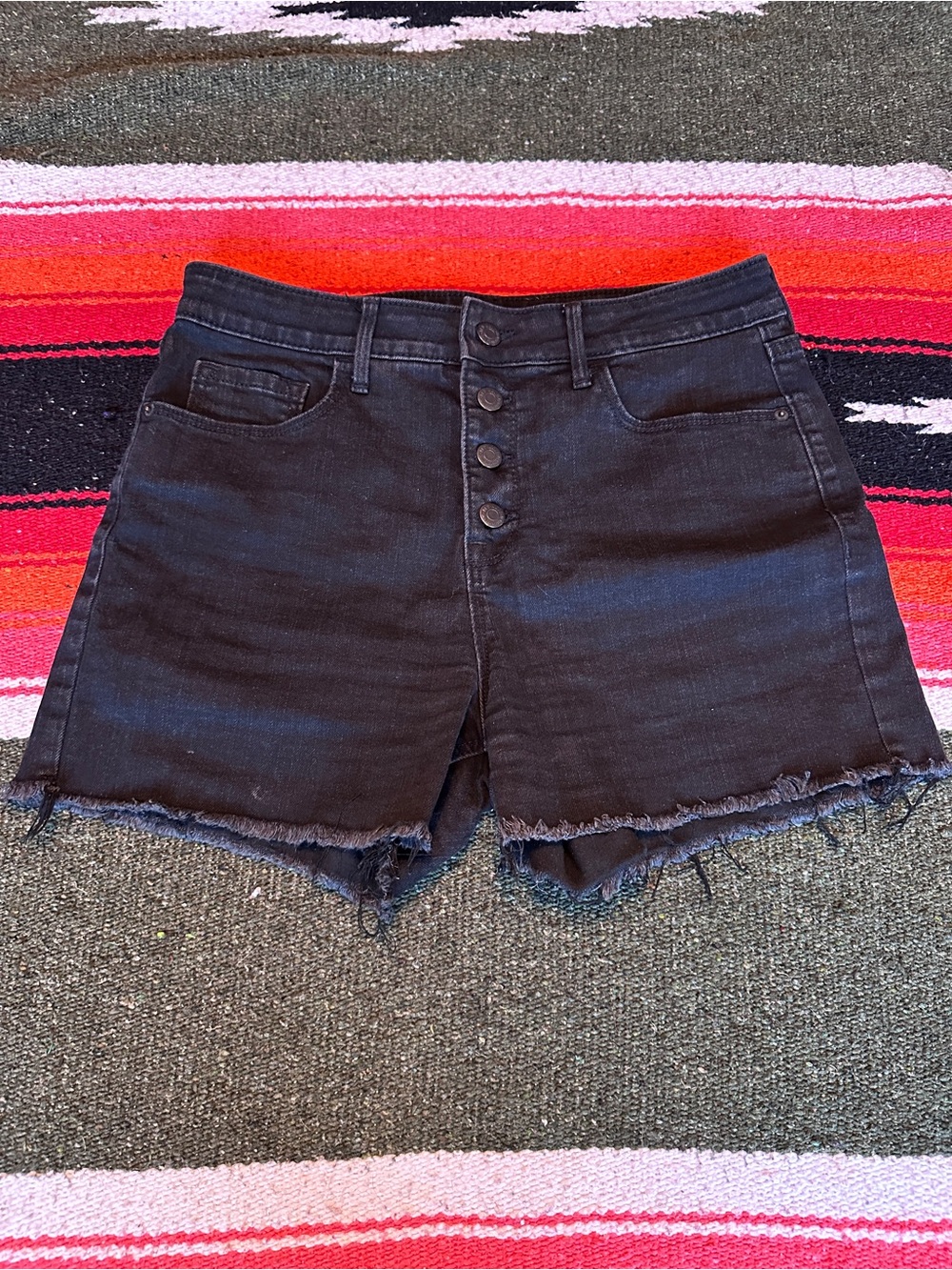 Old Navy High-Waist Black Denim Button-Front Women's Shorts